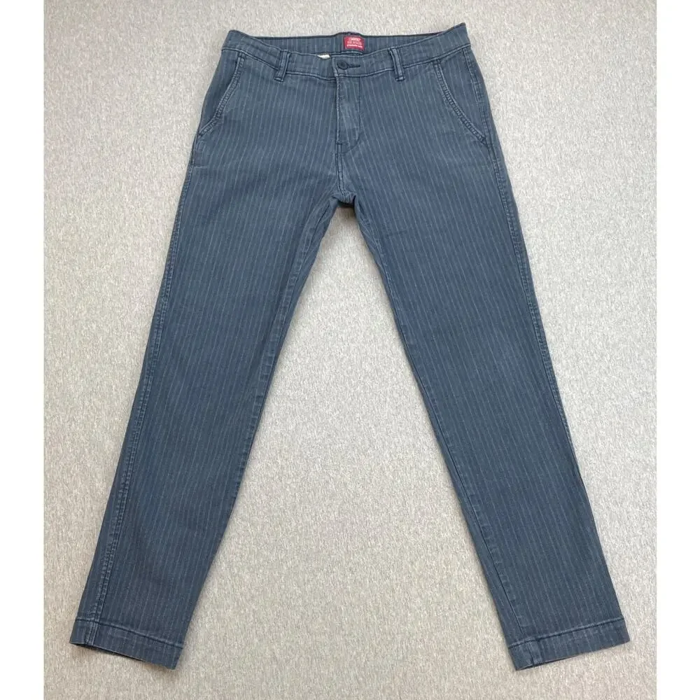 Levis Pants Mens 30 x 32 Blue Striped‎ XX Chino Cotton Blend Stretch Tapered